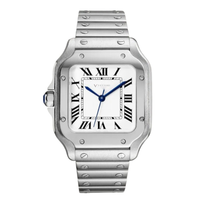 Vettori Classic Square 40mm – Silver Dial | Steel Case & Integrated Bracelet